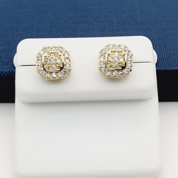 14K Gold Plated Cubic Zircon Earrings, INUS1BR319 - Picture 2 of 10